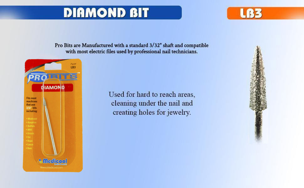 Diamond Micro Oval Bit -LB3- for Nails - Medicool