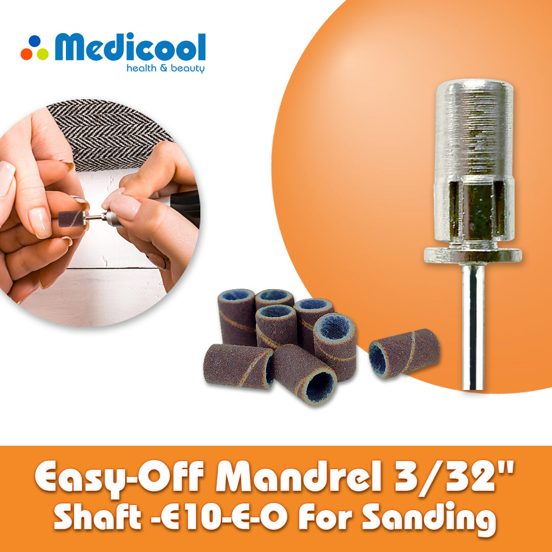 Easy Off Mandrel 3/32" Shaft -E10-EO for Sanding Band for Nails - Medicool