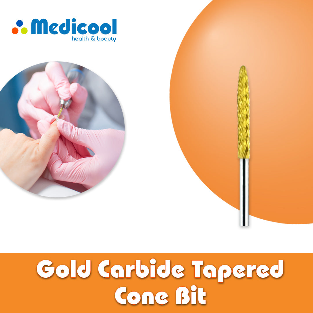 Gold Carbide Tapered Cone Bit -CC4- for Nails - Medicool