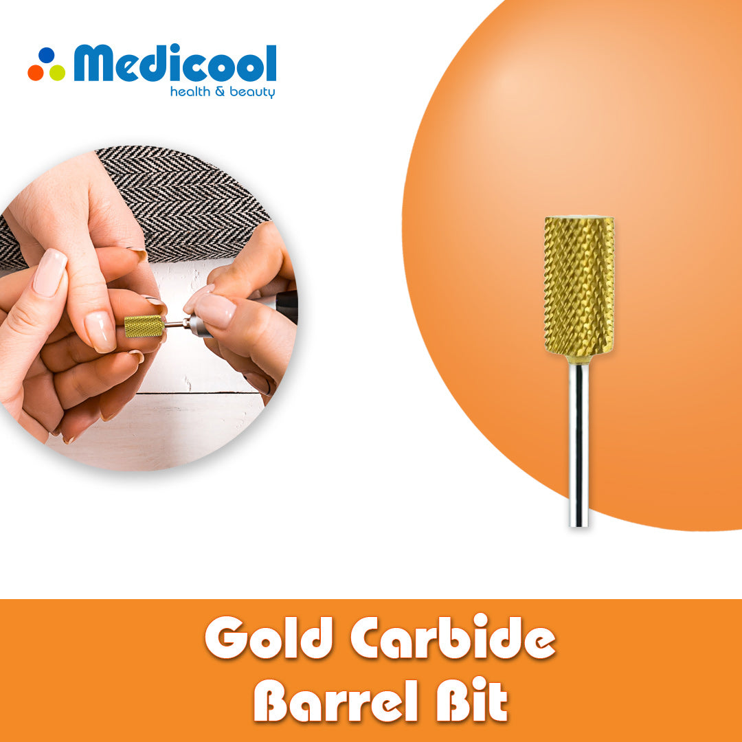 Gold Carbide Barrel Bits for Nails - Medicool
