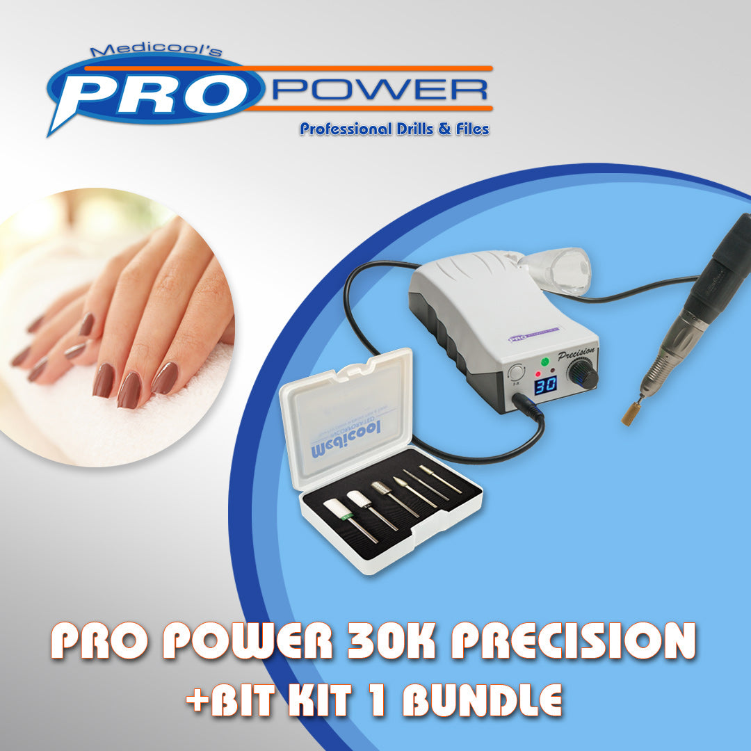 Pro Power 30K Precision Electric File + Bit Kit 1 Bundle - Medicool