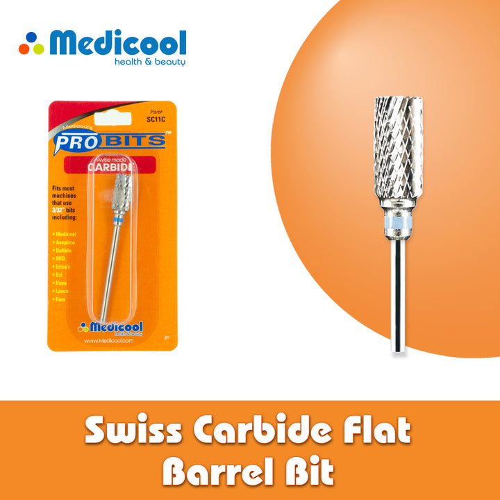 Swiss Carbide Flat Barrel Bit -SC11C- for Nails - Medicool