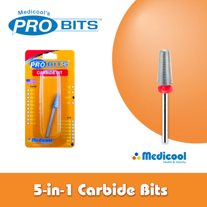 Medicool's 5 in 1 Carbide Bits for Nails 3/32" - Medicool