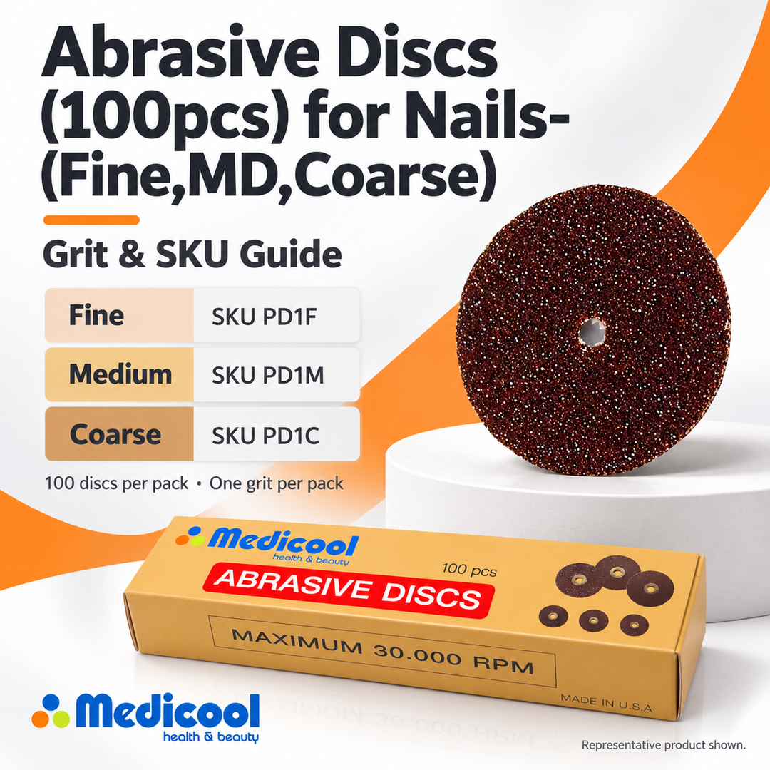 Abrasive Discs (100pcs) for Nails-(Fine,MD,Coarse) - Medicool
