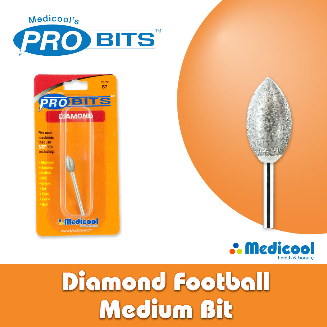 Diamond Football Medium Bit -B7- for Nails - Medicool