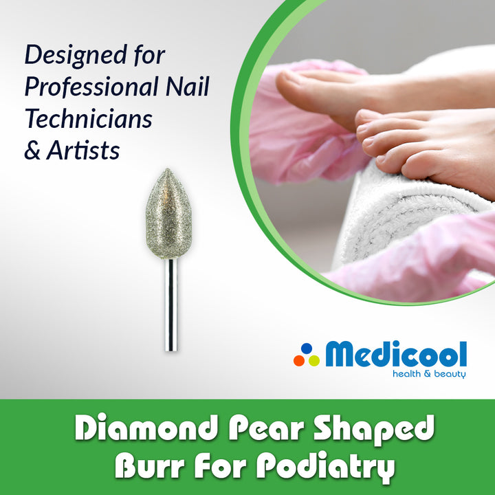 Diamond Pear Shaped Burr -PSD24-P- for Podiatry - Medicool