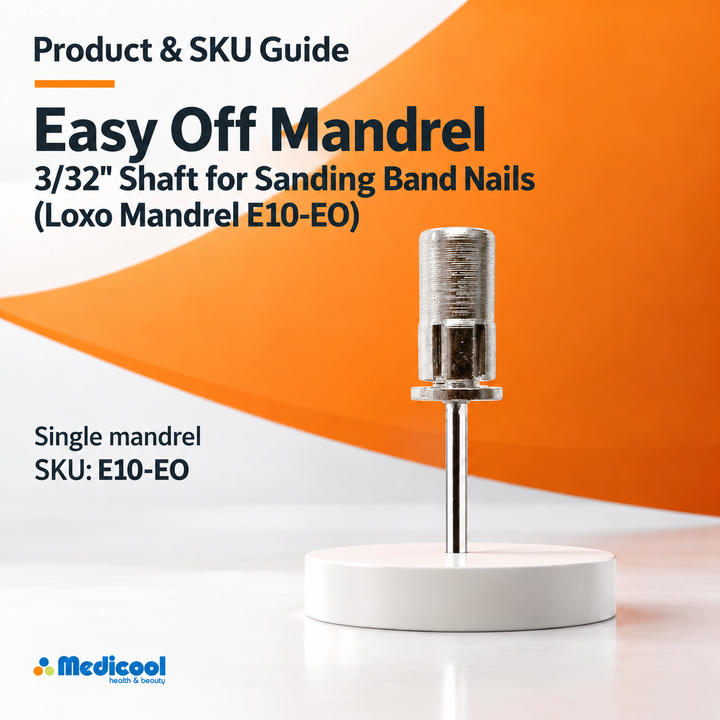 Easy Off Mandrel 3/32" Shaft for Sanding Band Nails (Loxo Mandrel E10-EO ) - Medicool