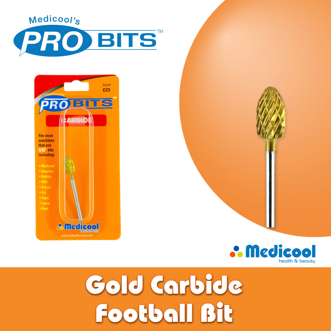 Gold Carbide Football Bit -CC5- for Nails - Medicool