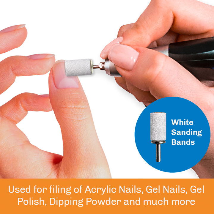 Pro Bits® White Sanding Bands for Nails-(Fine,MD,Coarse,XCoarse)