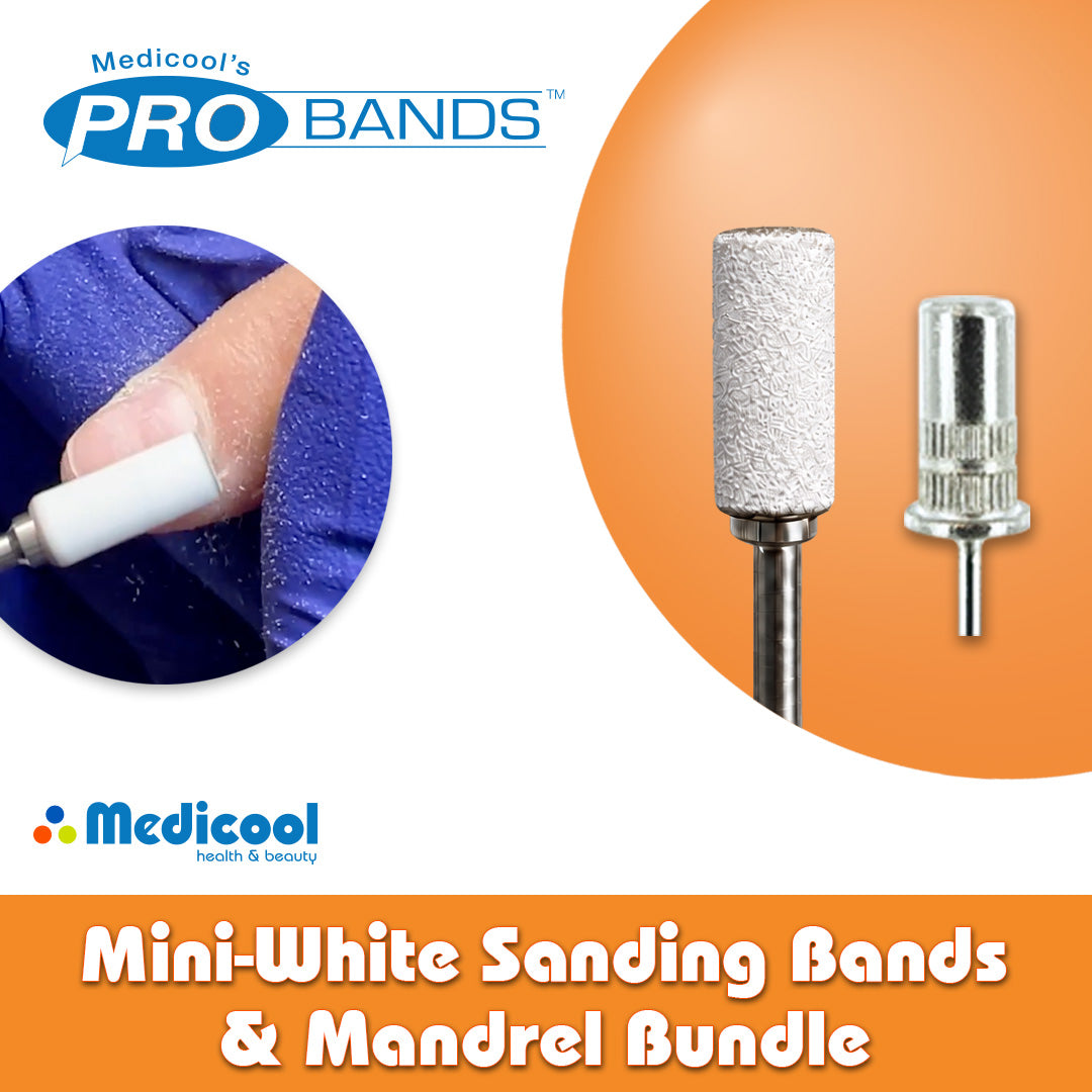 Mini  White Sanding Bands and Mandrel Bundle-(Fine,MD,Coarse)