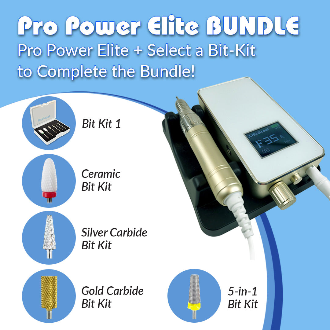 Pro Power Elite Professional Nail Drill - Portable or Desktop + Bit Bundle