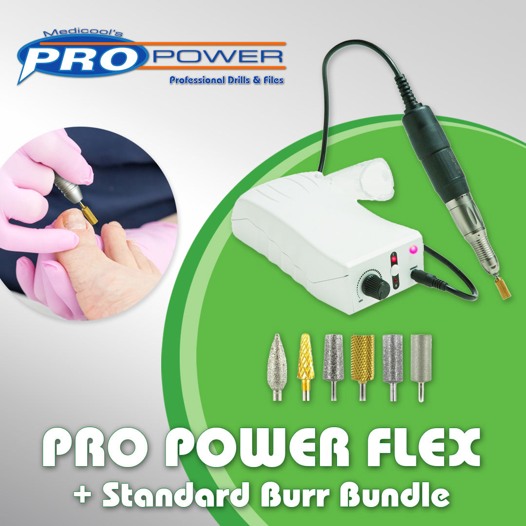 Pro Power® Flex Debriding Drill for Podiatry + Standard Burr Kit - Medicool