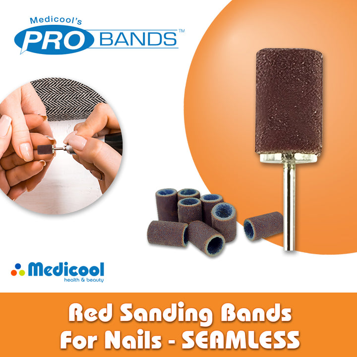 Red Sanding Bands (SEAMLESS) for Nails - Medicool