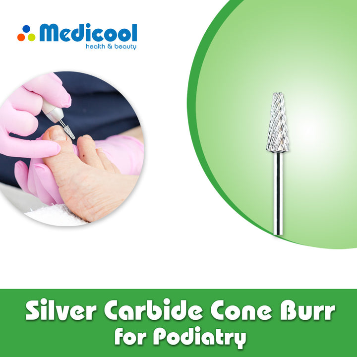 Silver Carbide Cone Burr for Podiatry - Medicool