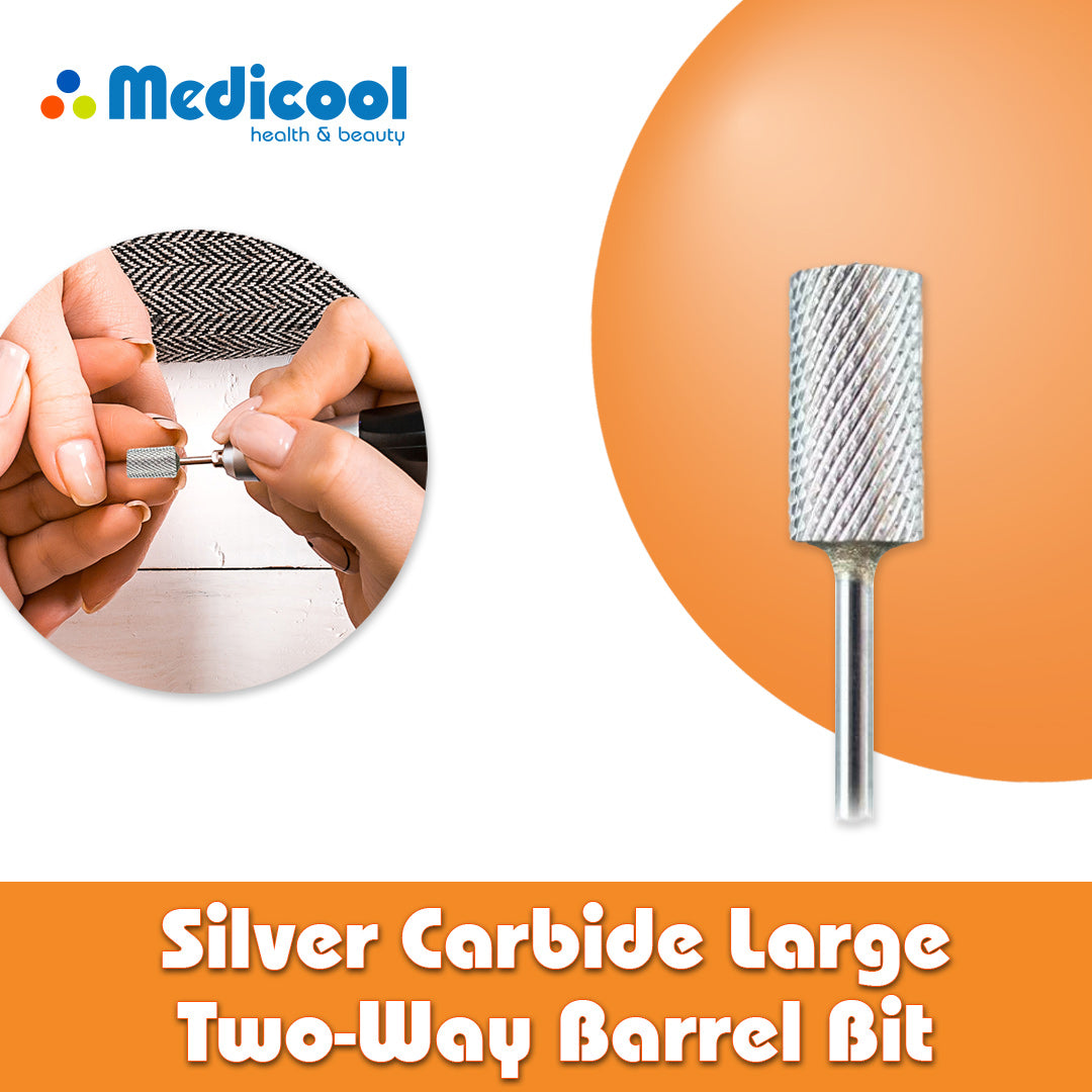 Silver Carbide Large Two-Way Barrel Bits for Nails - Medicool