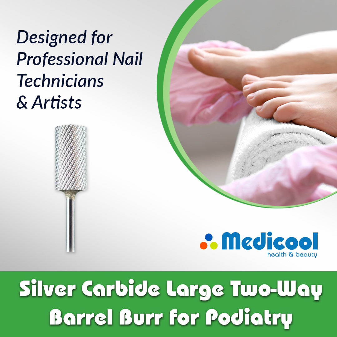 Silver Carbide Large Two-Way Barrel Burrs for Podiatry - Medicool