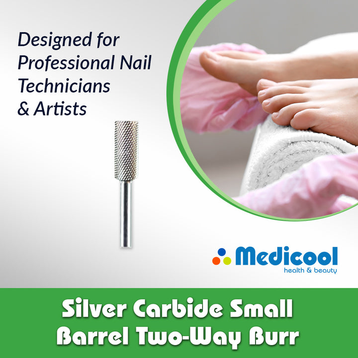 Silver Carbide Small Barrel Two-Way Burrs for Podiatry - Medicool