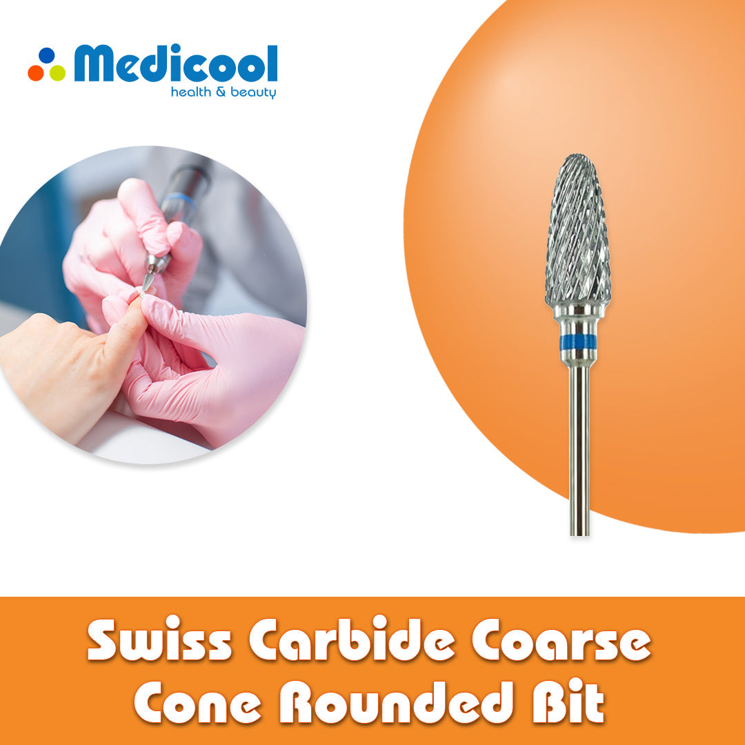 Swiss Carbide Coarse Cone Rounded Bit for Nails - PSC8C - Medicool