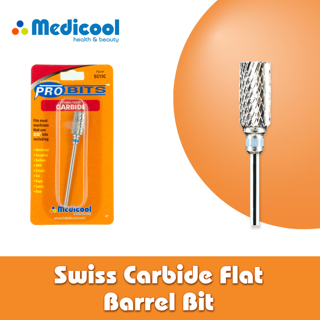 Swiss Carbide Flat Barrel Bit -SC11C- for Nails - Medicool