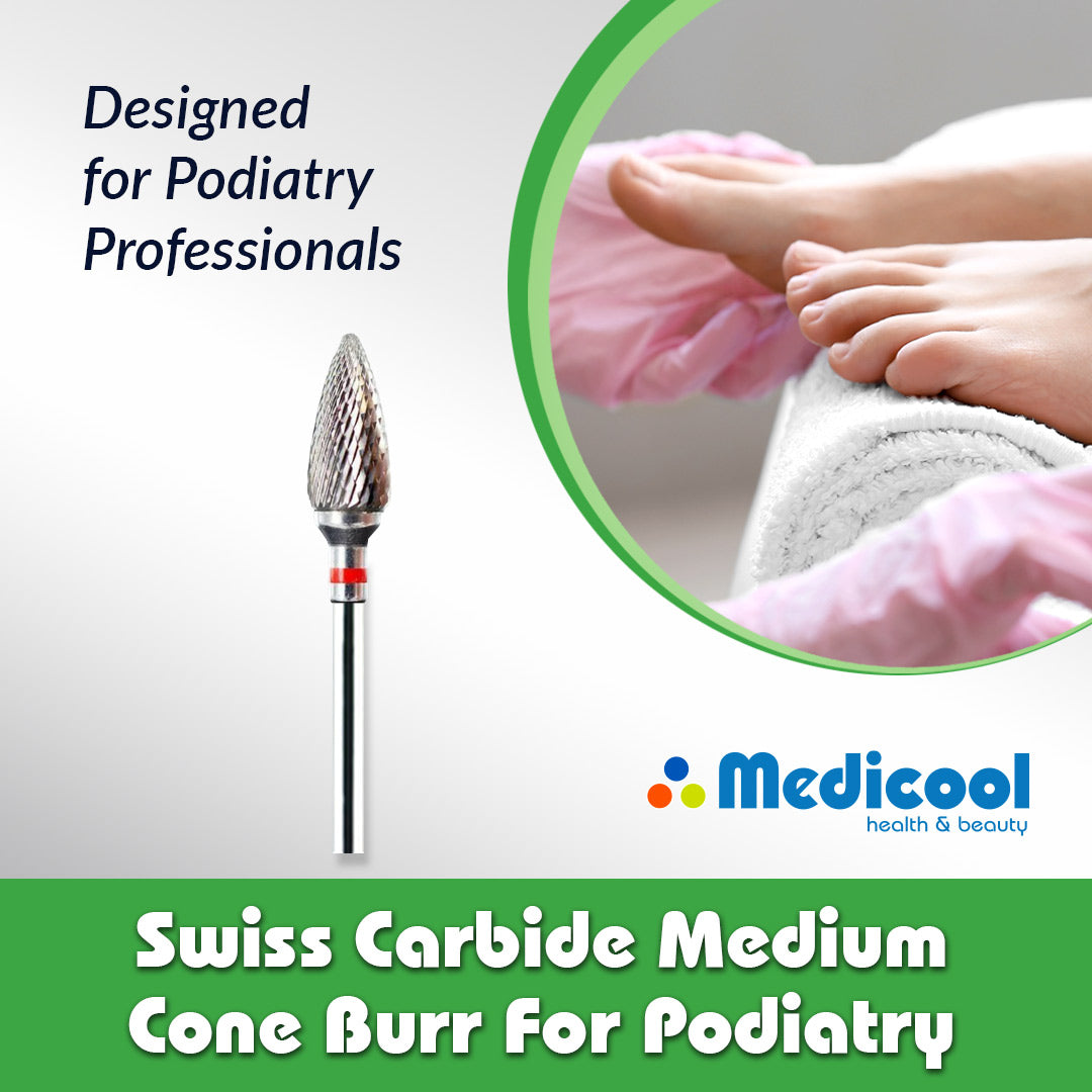 Swiss Carbide Medium Cone Burr for Podiatry