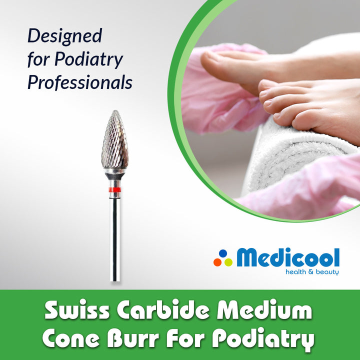 Swiss Carbide Medium Cone Burr for Podiatry