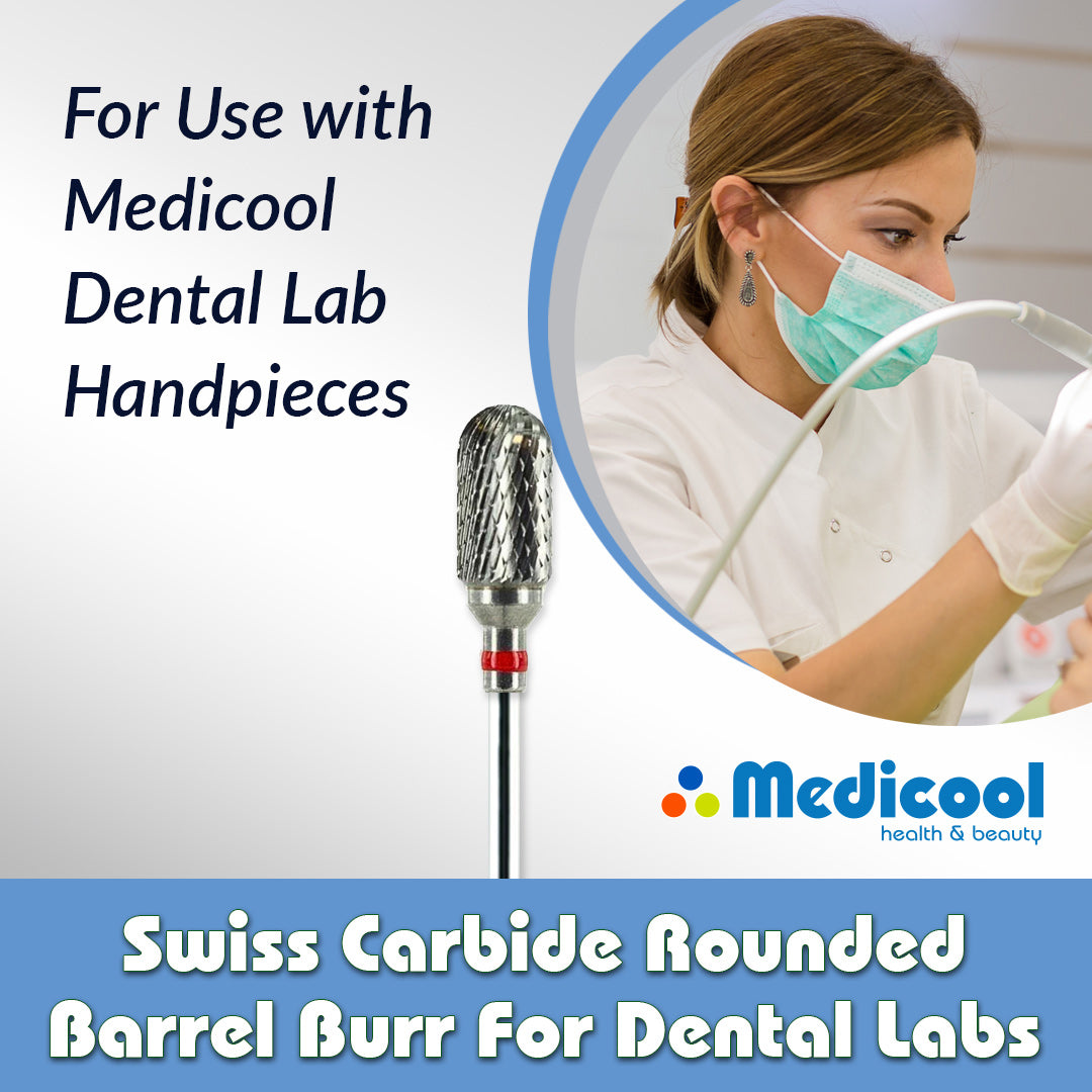 Swiss Carbide Rounded Barrel Burr for Dental Lab - Medicool