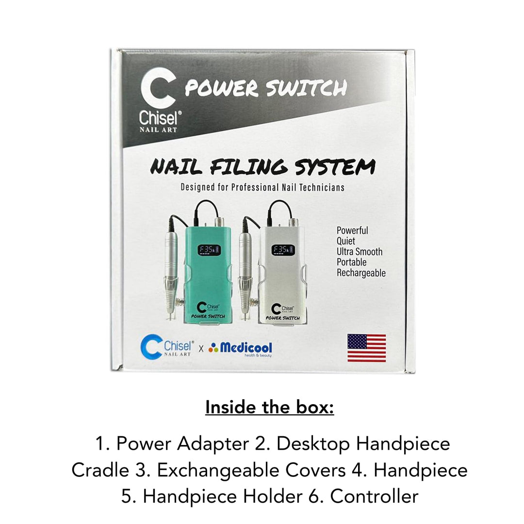 Chisel Switch Portable Manicure - Pedicure Nail Filing Drill with 2 Color Cases - Medicool
