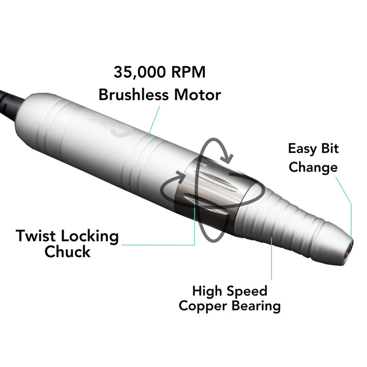 Chisel Switch Portable Manicure - Pedicure Nail Filing Drill with 2 Color Cases - Medicool