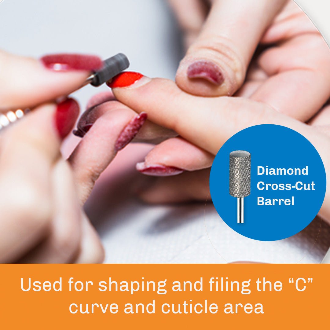 Cross Cut Diamond Barrel Bit - E13M - for Nails - Medicool