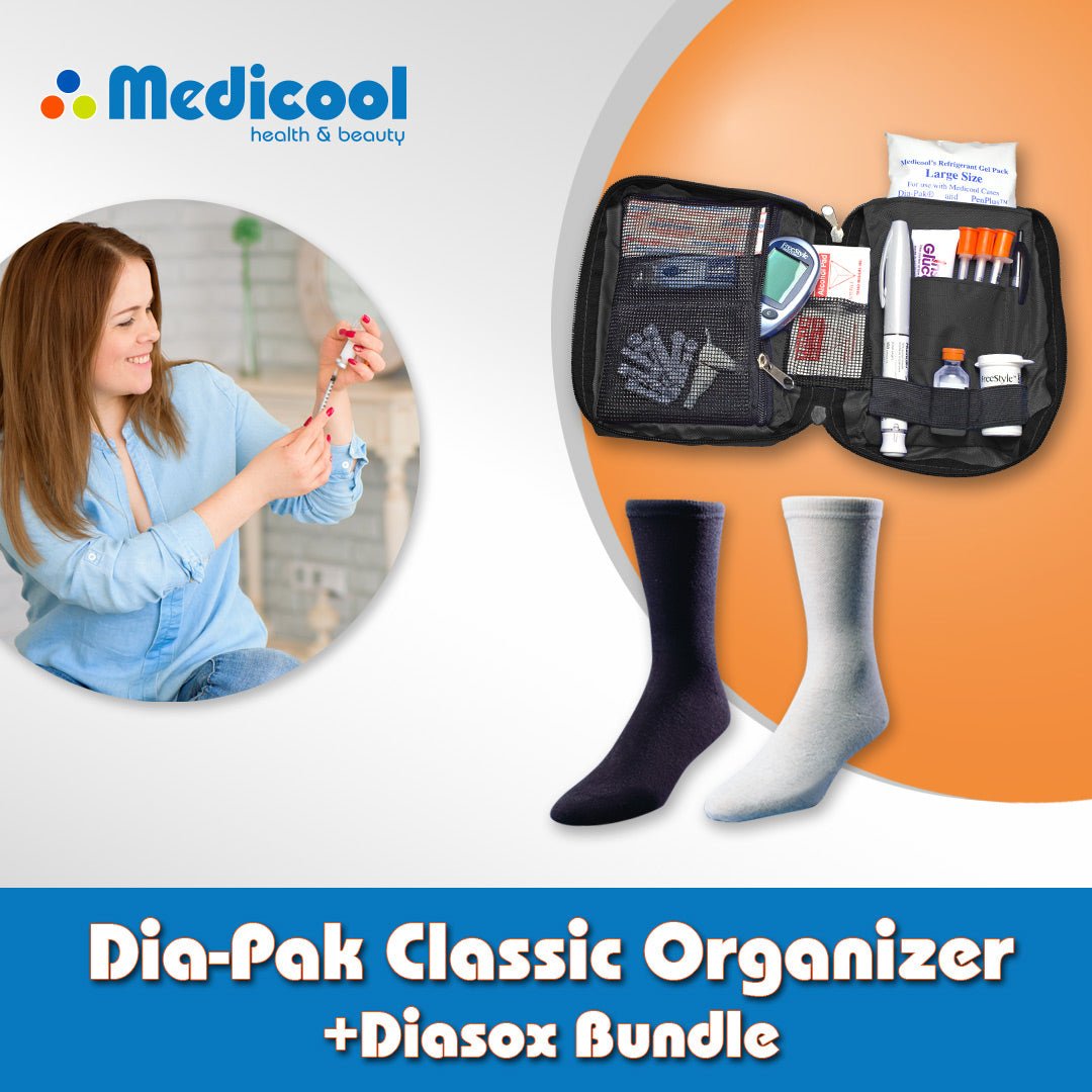 Dia - Pak® Classic Insulin Carrying Case and Euro Comfort Diabetic Socks - Medicool