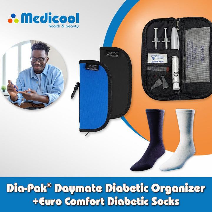 Dia - Pak® Daymate Insulin Carrying Case and Euro Comfort Diabetic Socks - Medicool