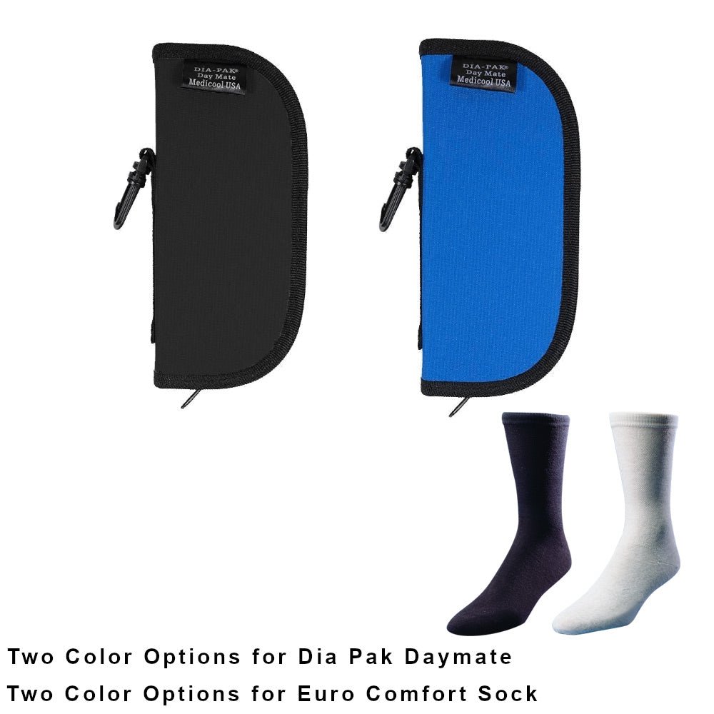 Dia - Pak® Daymate Insulin Carrying Case and Euro Comfort Diabetic Socks - Medicool