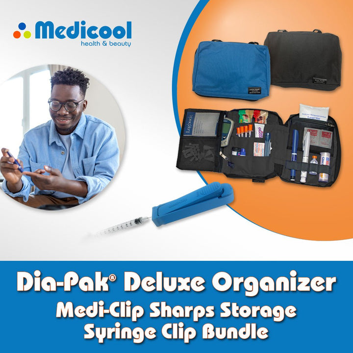 Dia - Pak® Deluxe - Supply Organizer and MediClip Sharps Storage - Syringe Clip - Medicool