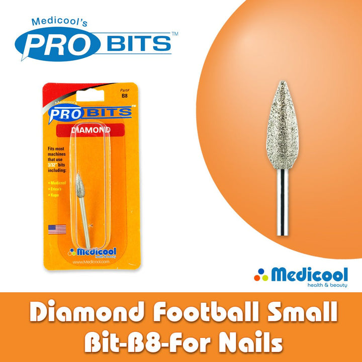 Diamond Football Small Bit - B8 - for Nails - Medicool