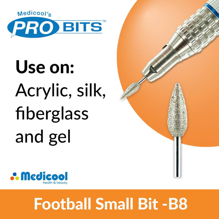 Diamond Football Small Bit - B8 - for Nails - Medicool
