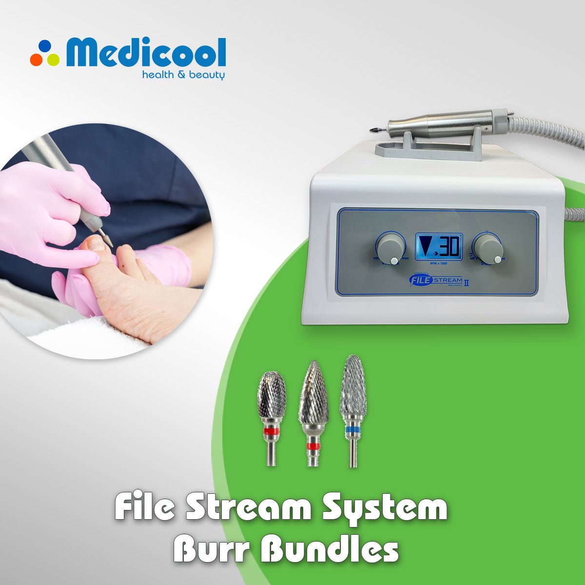 File Stream System for Podiatry and Burr Kit Bundles - Medicool