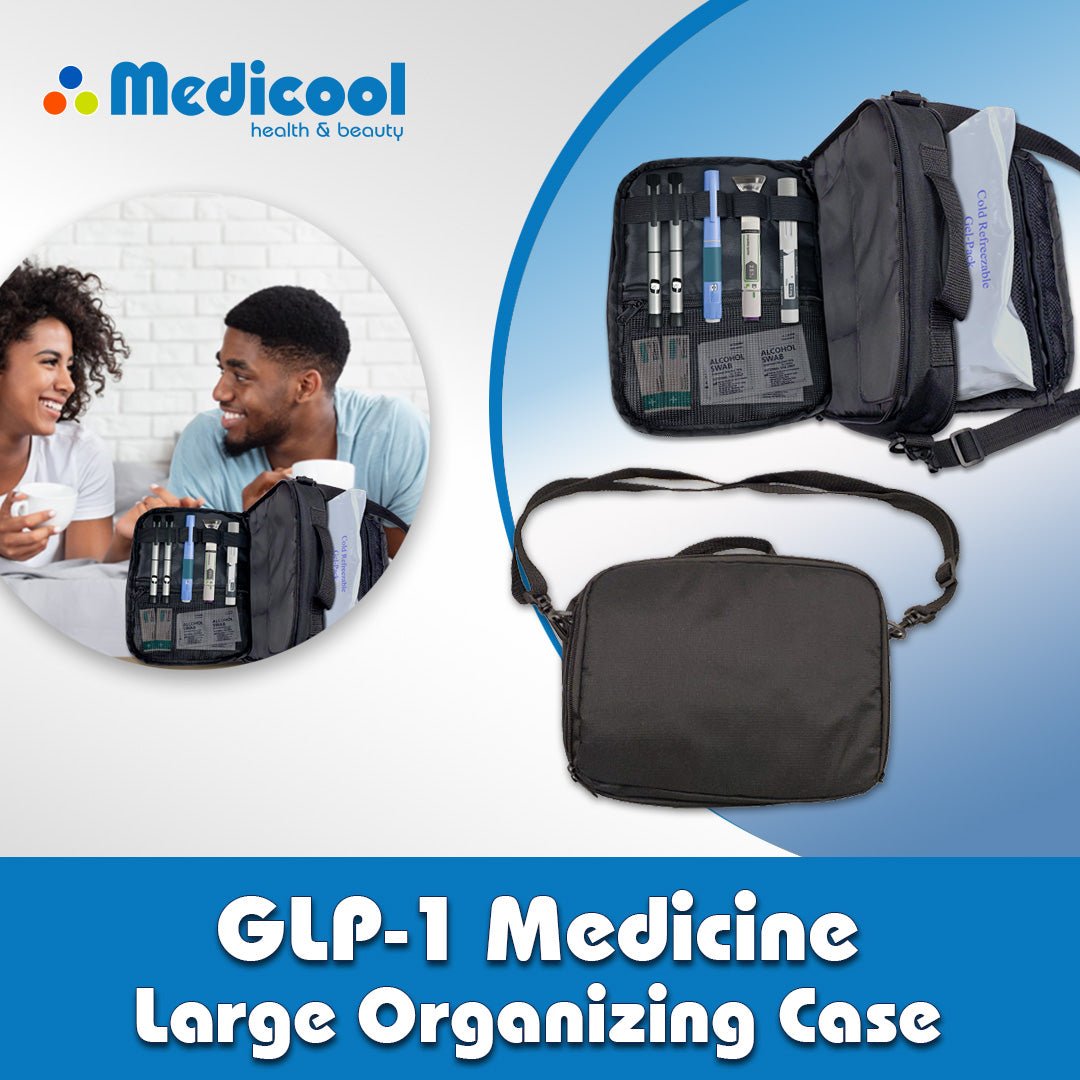 GLP - 1 Large Medicine Cooling Organizer with TSA - Approved Ice Pack - Medicool