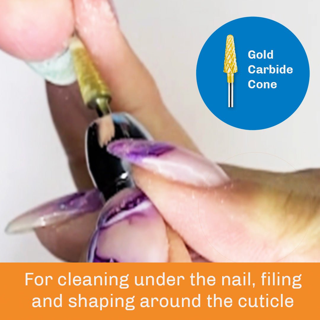 Gold Carbide Cone Bit - CC3 - for Nails - Medicool