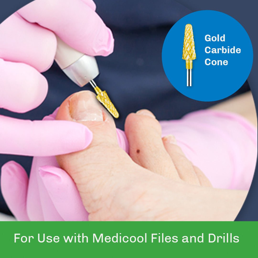 Gold Carbide Cone - CC3 - P - for Podiatry - Medicool
