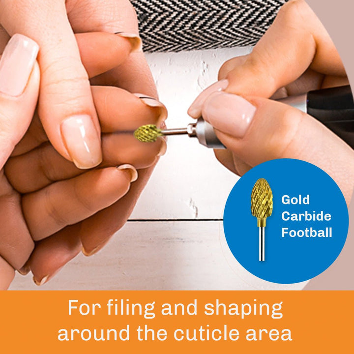 Gold Carbide Football Bit - CC5 - for Nails - Medicool