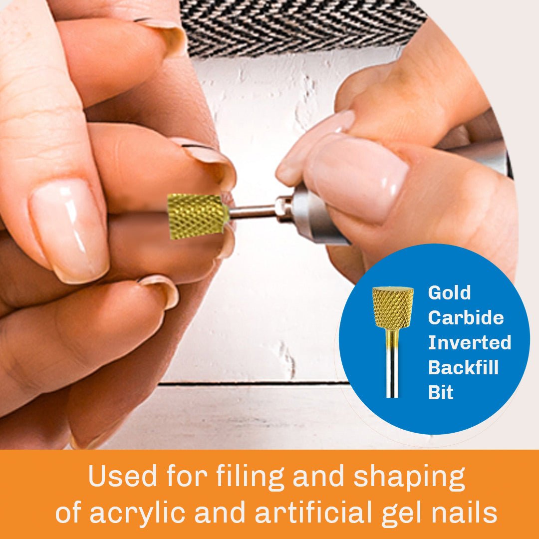 Gold Carbide Inverted Backfill Bits - CC8 - for Nails - Medicool