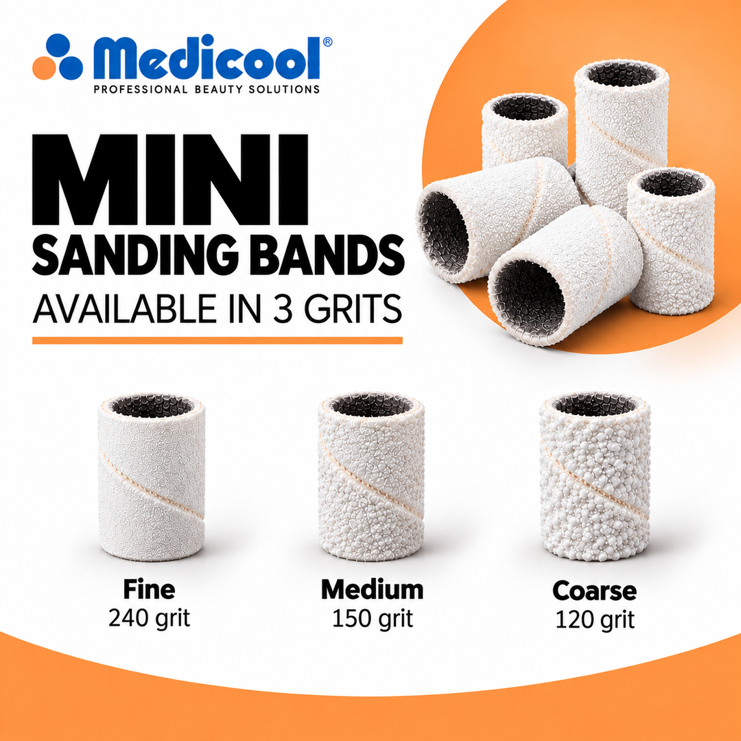 Medicool mini white sanding bands for nail drills