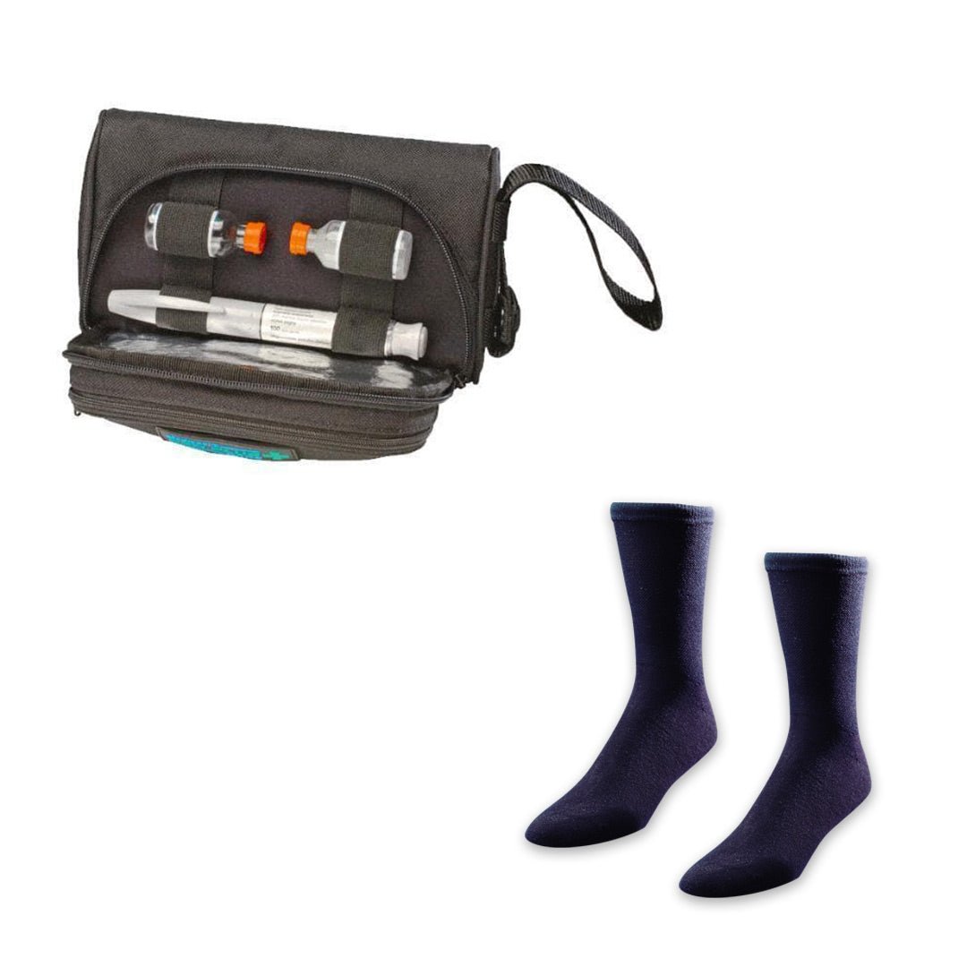 Pen Plus Insulin Carrying Case and Euro Comfort Diabetic Socks - Medicool