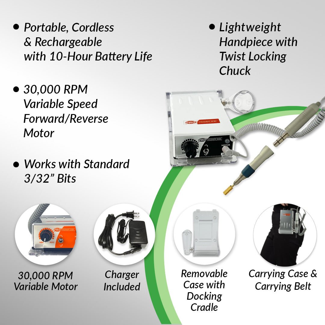 Pro Power® 20k Plus Debriding Drill + Standard Burr Kit - Medicool