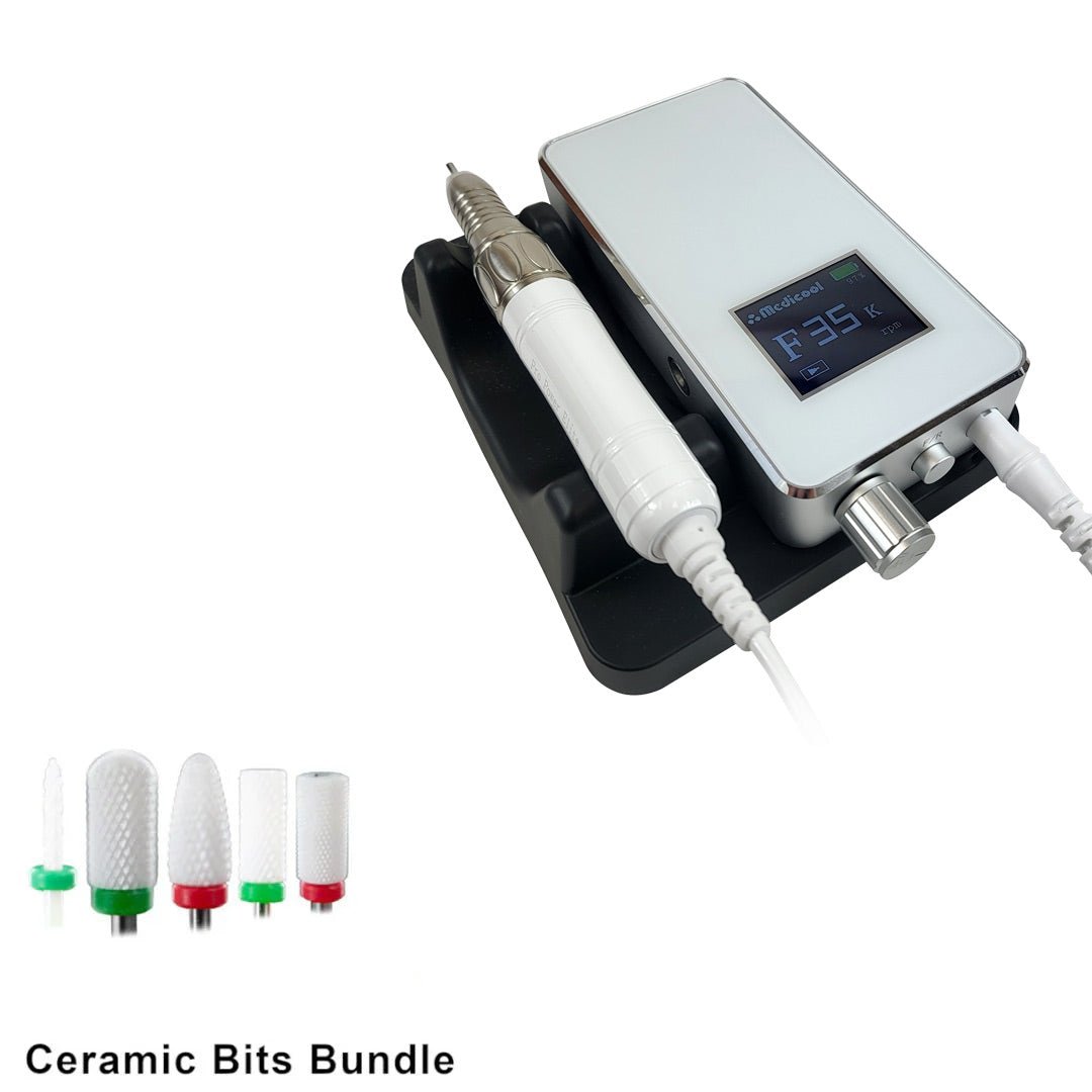 Pro Power Elite Professional Nail Drill - Portable or Desktop + Bit Bundle - Medicool