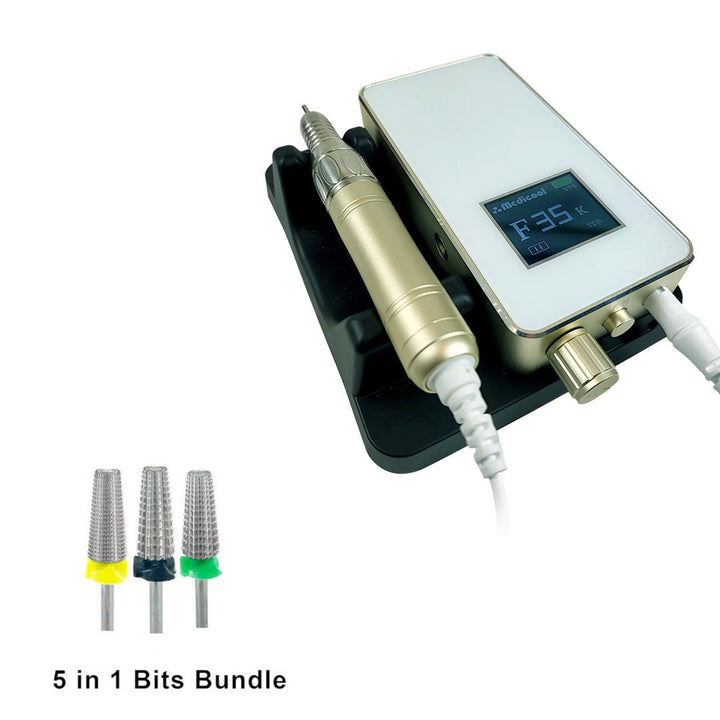 Pro Power Elite Professional Nail Drill - Portable or Desktop + Bit Bundle - Medicool