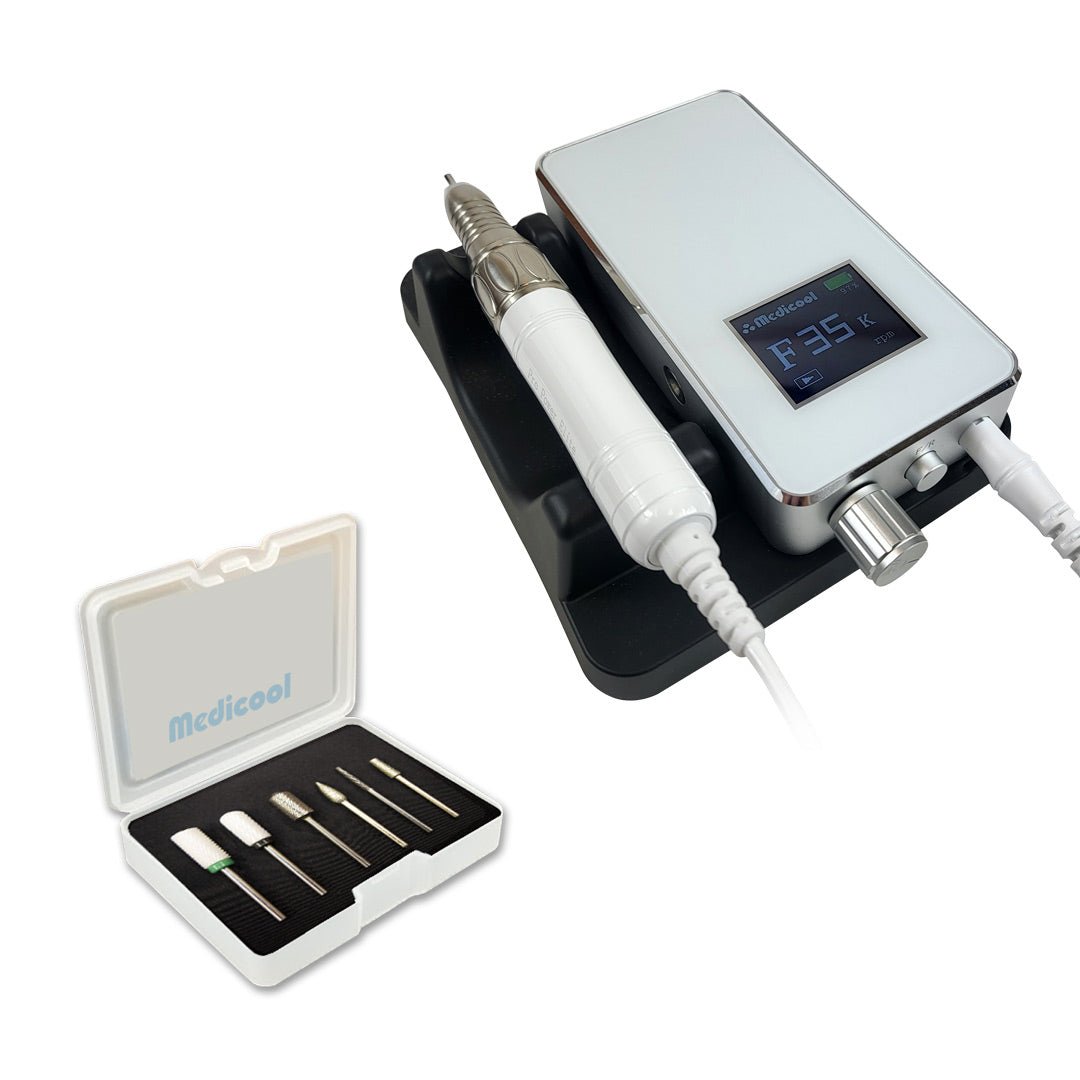 Pro Power Elite Professional Nail Drill - Portable or Desktop + Bit Bundle - Medicool