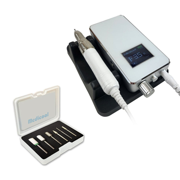 Pro Power Elite Professional Nail Drill - Portable or Desktop + Bit Bundle - Medicool
