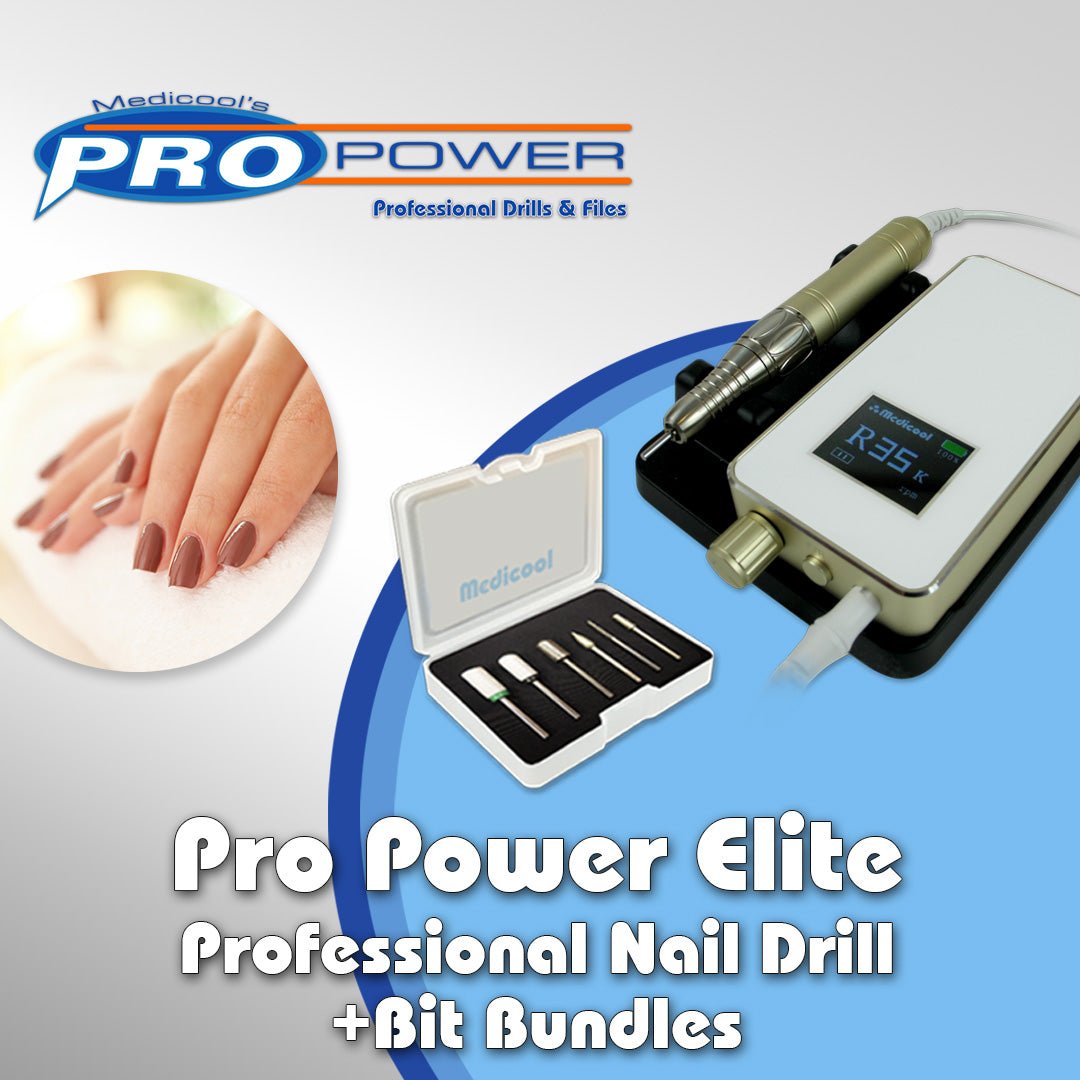 Pro Power Elite Professional Nail Drill - Portable or Desktop + Bit Bundle - Medicool