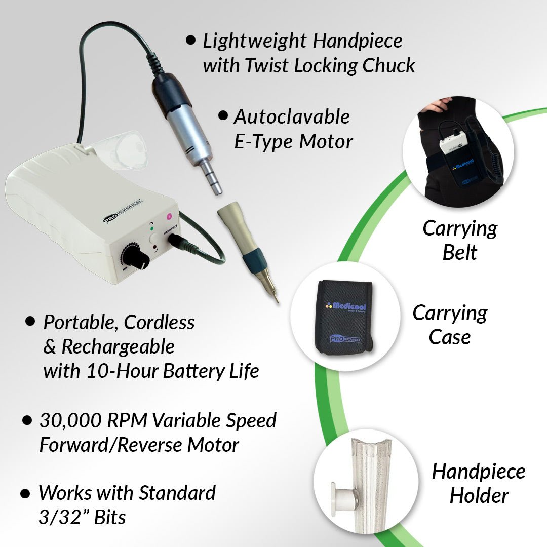 Pro Power® Flex Plus Debriding Drill + Standard Burr Kit - Medicool